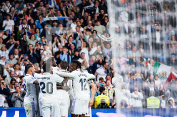 2023-04-22 - Real Madrid team celebrate the goal of Éder Militão (Real Madrid) during the football match between
Real Madrid and Celta Vigo
valid for the match day 30 of the Spanish first division league “La Liga” celebrated in Madrid, Spain at Bernabeu stadium on Saturday 22 April 2023 - REAL MADRID VS CELTA VIGO - SPANISH LA LIGA - SOCCER