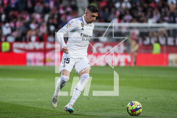 2023-04-25 - Federico Valverde of Real Madrid during the Spanish championship La Liga football match between Girona FC and Real Madrid on April 25, 2023 at Montilivi stadium in Girona, Spain - FOOTBALL - SPANISH CHAMP - GIRONA V REAL MADRID - SPANISH LA LIGA - SOCCER