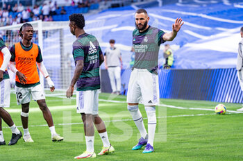 2023-04-29 - Karim Benzema (Real Madrid) during the warm up before the football match between
Real Madrid and Almeria
valid for the match day 32 of the Spanish first division league “La Liga” celebrated in Madrid, Spain at Bernabeu stadium on Saturday 29 April 2023 - REAL MADRID VS ALMERIA - SPANISH LA LIGA - SOCCER