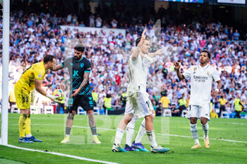 2023-04-29 - Karim Benzema (Real Madrid) and Dani Ceballos (Real Madrid) and Rodrygo (Real Madrid) celebrate a goal during the football match between
Real Madrid and Almeria
valid for the match day 32 of the Spanish first division league “La Liga” celebrated in Madrid, Spain at Bernabeu stadium on Saturday 29 April 2023 - REAL MADRID VS ALMERIA - SPANISH LA LIGA - SOCCER