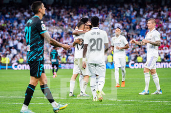 2023-04-29 - Rodrygo (Real Madrid), Dani Ceballos (Real Madrid), Vinícius Júnior (Real Madrid) celebrate his goal during the football match between
Real Madrid and Almeria
valid for the match day 32 of the Spanish first division league “La Liga” celebrated in Madrid, Spain at Bernabeu stadium on Saturday 29 April 2023 - REAL MADRID VS ALMERIA - SPANISH LA LIGA - SOCCER