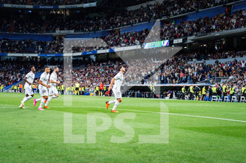 2023-05-13 - Marco Asensio (Real Madrid) with Vinícius Júnior (Real Madrid), Mariano Díaz (Real Madrid) and Nacho (Real Madrid) celebrating a goal during the football match between
Real Madrid and Getafe
valid for the match day 34 of the Spanish first division league “La Liga” celebrated in Madrid, Spain at Bernabeu stadium on Saturday 13 May 2023 - REAL MADRID VS GETAFE - SPANISH LA LIGA - SOCCER