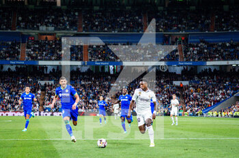 2023-05-13 - Vinícius Júnior (Real Madrid) in action against Fabrizio Angileri (Getafe) during the football match between
Real Madrid and Getafe
valid for the match day 34 of the Spanish first division league “La Liga” celebrated in Madrid, Spain at Bernabeu stadium on Saturday 13 May 2023 - REAL MADRID VS GETAFE - SPANISH LA LIGA - SOCCER