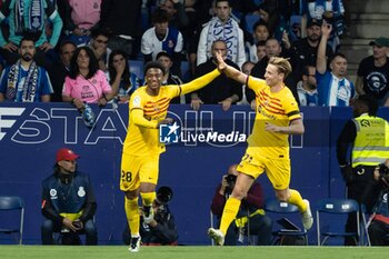 2023-05-14 - Spanish La Liga soccer match Espanyol vs FC Barcelona at RCDE Stadium, Barcelona, May 14, 2023 Balde celebrates a goal with De Jong 900 / Cordon Press *** Local Caption *** - SPANISH LA LIGA SOCCER MATCH ESPANYOL VS FC BARCELONA - SPANISH LA LIGA - SOCCER