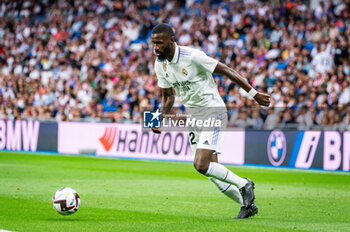2023-05-24 - Antonio Rudiger (Real Madrid) in action during the football match between
Real Madrid and Rayo Vallecano
valid for the match day 36 of the Spanish first division league “La Liga” celebrated in Madrid, Spain at Bernabeu stadium on Wednesday 24 May 2023 - REAL MADRID VS RAYO VALLECANO - SPANISH LA LIGA - SOCCER