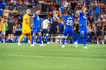 2023-08-13 - Jose Bordalas (Getafe) protesting with the referee decision during the LaLiga EA Sports football match between Getafe and Barcelona played at Coliseum Alfonso Perez Stadium on August 13, 2023 in Getafe, Spain - GETAFE VS BARCELONA - SPANISH LA LIGA - SOCCER