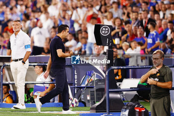 2023-08-13 - Xavi Hernandez, head coach of FC Barcelona, see the red card during the Spanish championship La Liga football match between Getafe CF and FC Barcelona on August 13, 2023 at Coliseum Alfonso Perez stadium in Getafe, Madrid, Spain - FOOTBALL - SPANISH CHAMP - GETAFE V FC BARCELONA - SPANISH LA LIGA - SOCCER