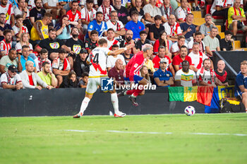 2023-08-28 - Antoine Griezmann (Atletico Madrid) in action against Sergio Camello (Rayo Vallecano) during the LaLiga EA Sports football match between Rayo Vallecano vs Atletico Madrid played at Estadio de Vallecas on August 28, 2023 in Madrid, Spain - RAYO VALLECANO VS ATLETICO MADRID - SPANISH LA LIGA - SOCCER
