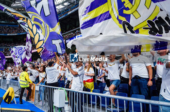 2023-09-02 - Real Madrid fans celebrate the second goal scored during injury time during the LaLiga EA Sports football match between Real Madrid vs Getafe played at Bernabeu stadium on September 02, 2023 in Madrid, Spain - REAL MADRID VS GETAFE - SPANISH LA LIGA - SOCCER