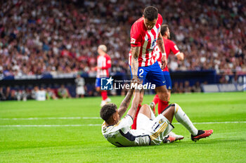 2023-09-24 - Rodrygo Silva de Goes (Real Madrid) and Jose Gimenez (Atletico Madrid) during the football match between Atletico Madrid vs Real Madrid, knows as the Derbi of Madrid, valid for the matchday 06 of LaLiga EA Sports played at Estadio Civitas Metropolitano on September 24, 2023 in Madrid, Spain - ATLETICO MADRID VS REAL MADRID - SPANISH LA LIGA - SOCCER
