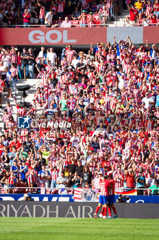 2023-10-08 - Samuel Lino (Atletico Madrid) celebrate his goal with his teammates and fans during the football match of Spanish championship La Liga EA Sports between Atletico Madrid vs Real Sociedad played at Civitas Metropolitano stadium on October 08, 2023 in Madrid, Spain - ATLETICO MADRID VS REAL SOCIEDAD - SPANISH LA LIGA - SOCCER