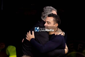 2023-10-25 - BARCELONA, SPAIN - OCTOBER 25: Xavi Hernandez of FC Barcelona and Marino Pusic during the UEFA Champions League match between FC Barcelona and FC Shakhtar Donetsk at the Estadi Olimpic Lluis Companys on October 25, 2023 in Barcelona, SpainSpain La Liga soccer match UEFA Champions League FC Barcelona vs Shakhtar 900/Cordon Press - LA LIGA: UEFA CHAMPIONS LEAGUE FC BARCELONA VS SHAKHTAR - SPANISH LA LIGA - SOCCER