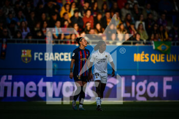 2023-03-25 - Lucy Bronze (FC Barcelona Fem) and Linda Caicedo (Real Madrid Fem) during a Liga F match between FC Barcelona Femení - Real Madrid Fem at Estadi Johan Cruyff, in Barcelona, Spain on March 25, 2023. (Photo / Felipe Mondino) - BERCELONA FEM VS REAL MADRID FEM - SPANISH PRIMERA DIVISION WOMEN - SOCCER