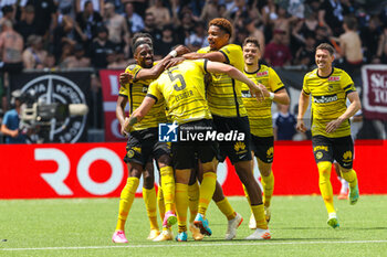 2023-04-30 - 04.06.2023, Bern, Wankdorf, CUP Final: BSC Young Boys - FC Lugano, #4 Aurele Amenda (Young Boys) and #21 Ulisses Garcia (Young Boys) celebrate the goal with #5 Cedric Zesiger (Young Boys) - CUP FINAL: BSC YOUNG BOYS - FC LUGANO - SWISS CUP - SOCCER