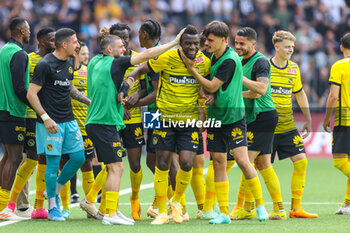 2023-04-30 - 04.06.2023, Bern, Wankdorf, CUP Final: BSC Young Boys - FC Lugano, #18 Jean-Pierre Nsame (Young Boys) celebrates his goal with #23 Loris Benito (Young Boys), oalkeeper Dario Marzino (Young Boys), #27 Lewin Blum (Young Boys) - CUP FINAL: BSC YOUNG BOYS - FC LUGANO - SWISS CUP - SOCCER