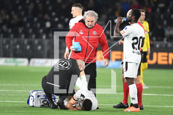 2023-02-18 - February 18, 2023, Bern, Wankdorf, Super League: BSC Young Boys - FC Lugano, #29 Haj Mahmoud (Lugano) remains down after a duel and has to be replaced. - SUPER LEAGUE: BSC YOUNG BOYS - FC LUGANO - SWISS SUPER LEAGUE - SOCCER