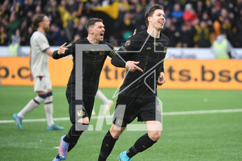 2023-03-19 - March 19, 2023, Bern, Wankdorf, Super League: BSC Young Boys - FC Lugano, #16 Christian Fassnacht (Young Boys) is happy with goal scorer #11 Cedric Itten (Young Boys) about the goal to make it 2-0. - SUPER LEAGUE: BSC YOUNG BOYS - FC LUGANO - SWISS SUPER LEAGUE - SOCCER