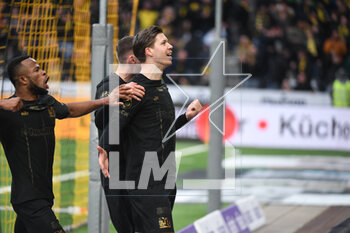 2023-03-19 - March 19, 2023, Bern, Wankdorf, Super League: BSC Young Boys - FC Lugano, #16 Christian Fassnacht (Young Boys) and #15 Meschack Elia (Young Boys) are happy with the goalscorer #11 Cedric Itten (Young Boys) about the Hit to 2:0. - SUPER LEAGUE: BSC YOUNG BOYS - FC LUGANO - SWISS SUPER LEAGUE - SOCCER