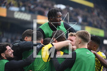 2023-04-30 - April 30, 2023, Bern, Wankdorf Stadium, Super League: BSC Young Boys - FC Luzern, the BSC Young Boys players are happy about the goal to 2-0 by #16 Christian Fassnacht (Young Boys). - SUPER LEAGUE: BSC YOUNG BOYS - FC LUZERN - SWISS SUPER LEAGUE - SOCCER
