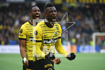 2023-04-30 - April 30, 2023, Bern, Wankdorf Stadium, Super League: BSC Young Boys - FC Luzern, #21 Ulisses Garcia (Young Boys) is happy with #18 Jean-Pierre Nsame (Young Boys) about his goal to make it 1-0. - SUPER LEAGUE: BSC YOUNG BOYS - FC LUZERN - SWISS SUPER LEAGUE - SOCCER