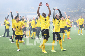 2023-04-30 - April 30, 2023, Bern, Wankdorf Stadium, Super League: BSC Young Boys - FC Luzern, #15 Meschack Elia (Young Boys) and #21 Ulisses Garcia (Young Boys) celebrate their 16th championship title. - SUPER LEAGUE: BSC YOUNG BOYS - FC LUZERN - SWISS SUPER LEAGUE - SOCCER