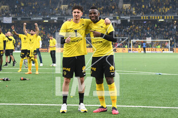 2023-04-30 - April 30, 2023, Bern, Wankdorf Stadium, Super League: BSC Young Boys - FC Luzern, #61 goalkeeper Leandro Zbinden (Young Boys) and #18 Jean-Pierre Nsame (Young Boys) celebrate their 16th championship title. - SUPER LEAGUE: BSC YOUNG BOYS - FC LUZERN - SWISS SUPER LEAGUE - SOCCER