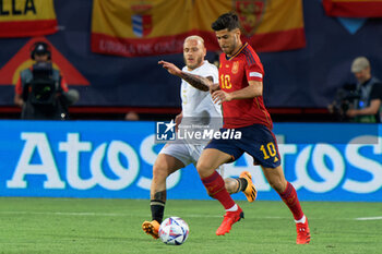 2023-06-15 - Marco Asensio (Spain) and Federico Dimarco (Italy) - SEMIFINAL - SPAIN VS ITALY - UEFA NATIONS LEAGUE - SOCCER