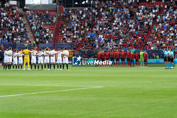 2023-06-15 - Players of the two teams prior to the minute of silence in memory of Silvio Berlusconi - SEMIFINAL - SPAIN VS ITALY - UEFA NATIONS LEAGUE - SOCCER