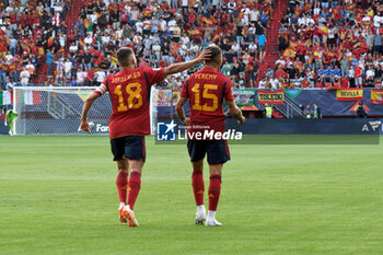 2023-06-15 - Yeremy Pino (Spain) celebrates after scoring a goal with teammates - SEMIFINAL - SPAIN VS ITALY - UEFA NATIONS LEAGUE - SOCCER