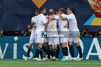 2023-06-15 - Ciro Immobile (Italy) celebrates after scoring a goal with teammates - SEMIFINAL - SPAIN VS ITALY - UEFA NATIONS LEAGUE - SOCCER