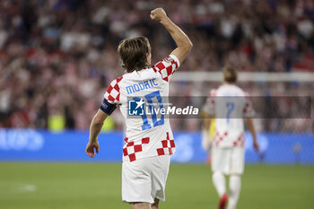 2023-06-14 - Luka Modric of Croatia celebrates his goal during the UEFA Nations League, Semi-finals football match between Netherlands and Croatia on June 14, 2023 at Stadion Feijenoord 'De Kuip' in Rotterdam, Netherlands - FOOTBALL - UEFA NATIONS LEAGUE 2023 - 1/2 - NETHERLANDS V CROATIA - UEFA NATIONS LEAGUE - SOCCER