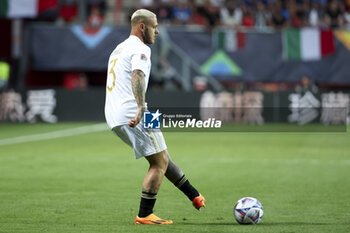 2023-06-15 - Federico Dimarco of Italy during the UEFA Nations League Semi-final football match between Spain and Italy on June 15, 2023 at De Grolsch Veste, FC Twente stadium in Enschede, Netherlands - FOOTBALL - UEFA NATIONS LEAGUE 2023 - 1/2 - SPAIN V ITALY - UEFA NATIONS LEAGUE - SOCCER