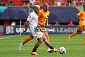 2023-06-18 - Federico Dimarco (Italy) and Donyell Malen (Netherlands) - THIRD-PLACE MATCH - NETHERLANDS VS ITALY - UEFA NATIONS LEAGUE - SOCCER