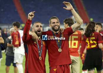 2023-06-18 - Dani Carvajal and Nacho of Spain celebrate the victory following the UEFA Nations League 2023 Final football match between Croatia and Spain on June 18, 2023 at Stadion Feijenoord 'De Kuip' in Rotterdam, Netherlands - FOOTBALL - UEFA NATIONS LEAGUE 2023 - FINAL - CROATIA V SPAIN - UEFA NATIONS LEAGUE - SOCCER