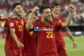 2023-06-18 - Jesus Navas of Spain celebrates the victory following the UEFA Nations League 2023 Final football match between Croatia and Spain on June 18, 2023 at Stadion Feijenoord 'De Kuip' in Rotterdam, Netherlands - FOOTBALL - UEFA NATIONS LEAGUE 2023 - FINAL - CROATIA V SPAIN - UEFA NATIONS LEAGUE - SOCCER