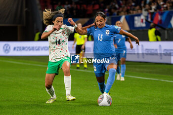 2023-08-02 - Dolores Silva of Portugal and Selma Bacha of France fight for the ball during the 2023 UEFA Women’s Nations League, League A - Group A2 football match between France and Portugal on 22 September 2023 at Stade du Hainaut - Valenciennes, France - FOOTBALL - WOMEN'S NATIONS LEAGUE 2023 - FRANCE V PORTUGAL - UEFA NATIONS LEAGUE - SOCCER