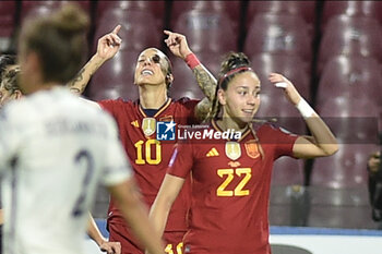 2023-10-27 - Jennifer Hermoso of Spain celebrates after scoring goal during Soccer - Uefa Nations League between Women - Italy vs Spain at Arechi Stadium - WOMEN - ITALY VS SPAIN - UEFA NATIONS LEAGUE - SOCCER