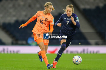 2023-10-31 - Katja Snoeijs of Netherlands and Fiona Brown of Scotland during the UEFA Women's Nations League, League A Group A1, football match between Scotland and Netherlands on 31 October 2023 at Hampden Park in Glasgow, Scotland - FOOTBALL - WOMEN'S NATIONS LEAGUE - SCOTLAND V NETHERLANDS - UEFA NATIONS LEAGUE - SOCCER