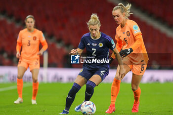 2023-10-31 - Nicola Docherty of Scotland and Jill Roord of Netherlands during the UEFA Women's Nations League, League A Group A1, football match between Scotland and Netherlands on 31 October 2023 at Hampden Park in Glasgow, Scotland - FOOTBALL - WOMEN'S NATIONS LEAGUE - SCOTLAND V NETHERLANDS - UEFA NATIONS LEAGUE - SOCCER