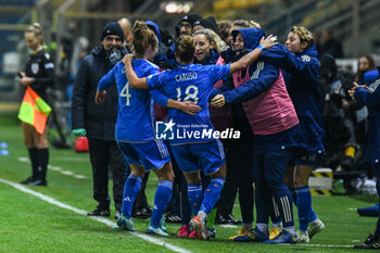 2023-12-05 - Arianna Caruso of Italia celebrates scoring her team's first goal to make the score 3-0 during Women Nation League match between Italia and Swittzerland at Stadio Ennio Tardini, Parma - WOMEN - ITALY VS SWITZERLAND - UEFA NATIONS LEAGUE - SOCCER