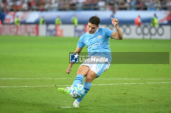 2023-08-16 - 19 JULIAN ALVAREZ of Manchester City during the penalty shoot out at the UEFA Super Cup match between Manchester City and Sevilla FC at Georgios Karaiskakis Stadium on August 16, 2023, in Piraeus, Greece. - UEFA SUPER CUP MANCHESTER CITY VS SEVILLA FC - UEFA SUPER CUP - SOCCER