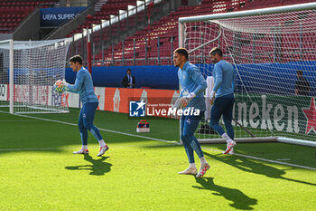 2023-08-15 - Three goalkeepers of Manchester City during the team training session ahead of the UEFA Super Cup Final 2023 at Georgios Karaiskakis Stadium on August 15, 2023, in Piraeus, Greece. - MANCHESTER CITY TRAINING SESSION BEFORE THE UEFA SUPER CUP 2023 GAME - UEFA SUPER CUP - SOCCER