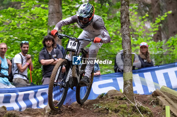 2023-07-01 - Troy Brosnan (AUS) in action during DH Elite Men race, at UCI MTB World Cup 2023, Val di Sole stage on July 01, 2023 in Val di Sole, Trento, Italy. - UCI MTB  WORLD CUP - DOWNHILL ELITE MEN RACE - MTB - MOUNTAIN BIKE - CYCLING
