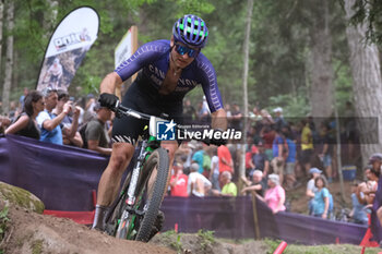 2023-07-02 - Luca Schwarzbauer (GER) in action during XCO Elite Men race, at UCI MTB World Series 2023, Val di Sole stage on July 02, 2023 in Val di Sole, Trento, Italy. - UCI MTB WORLD CUP - XCO ELITE MEN RACE - MTB - MOUNTAIN BIKE - CYCLING