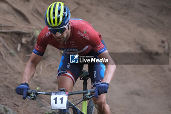 2023-07-02 - Martins Blums (LAT) in action during XCO Elite Men race, at UCI MTB World Series 2023, Val di Sole stage on July 02, 2023 in Val di Sole, Trento, Italy. - UCI MTB WORLD CUP - XCO ELITE MEN RACE - MTB - MOUNTAIN BIKE - CYCLING