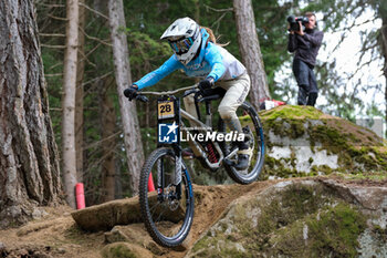 2023-07-01 - Lisa Baumann (SUI) in action during DH Elite Women race, at UCI MTB World Cup 2023, Val di Sole stage on July 01, 2023 in Val di Sole, Trento, Italy. - UCI MTB  WORLD CUP - DOWNHILL ELITE WOMEN RACE - MTB - MOUNTAIN BIKE - CYCLING