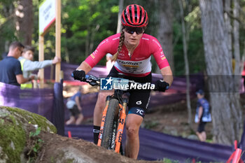 2023-07-02 - Heby Sofie Pedersen (DEN) in action during XCO U23 Women race, at UCI MTB World Series 2023, Val di Sole stage on July 02, 2023 in Val di Sole, Trento, Italy. - UCI MTB WORLD CUP - XCO U23 WOMEN RACE - MTB - MOUNTAIN BIKE - CYCLING