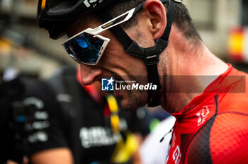 2023-09-16 - Wout Poels (Bahrain Victorious) after winning the the stage 20 of the Spanish bicycle race La Vuelta on September 16, 2023 in Guadarrama, Spain - LA VUELTA - STAGE 20 - MANZANARES EL REAL - GUADARRAMA - SPANISH LA VUELTA - CYCLING