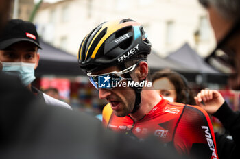 2023-09-16 - Wout Poels (Bahrain Victorious) after winning the the stage 20 of the Spanish bicycle race La Vuelta on September 16, 2023 in Guadarrama, Spain - LA VUELTA - STAGE 20 - MANZANARES EL REAL - GUADARRAMA - SPANISH LA VUELTA - CYCLING