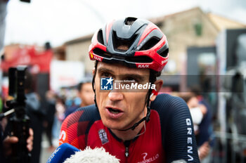 2023-09-16 - Geraint Howell Thomas (Ineos Grenadiers) responds to journalists after the stage 20 of the Spanish bicycle race La Vuelta on September 16, 2023 in Guadarrama, Spain - LA VUELTA - STAGE 20 - MANZANARES EL REAL - GUADARRAMA - SPANISH LA VUELTA - CYCLING